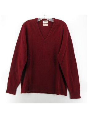 VTG Alan Paine Sweater 44 Red Cashmere Minimalist England Large *
